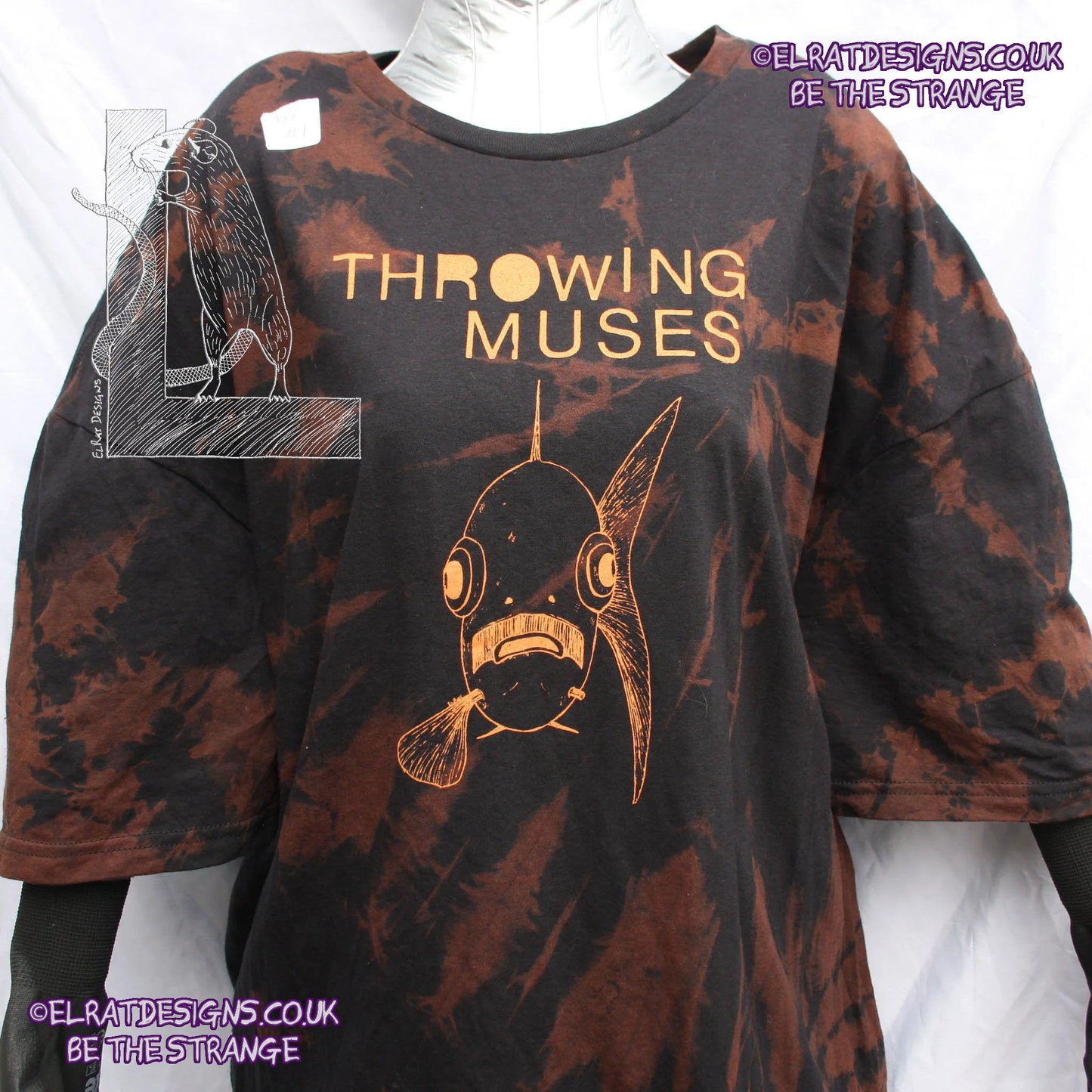 ElRat Throwing Muses 'Bywater' Flushed Edition - One-of-a-Kind Black Reverse Tie-Dye 3X Large #1 from elratdesigns.co.uk - be the strange