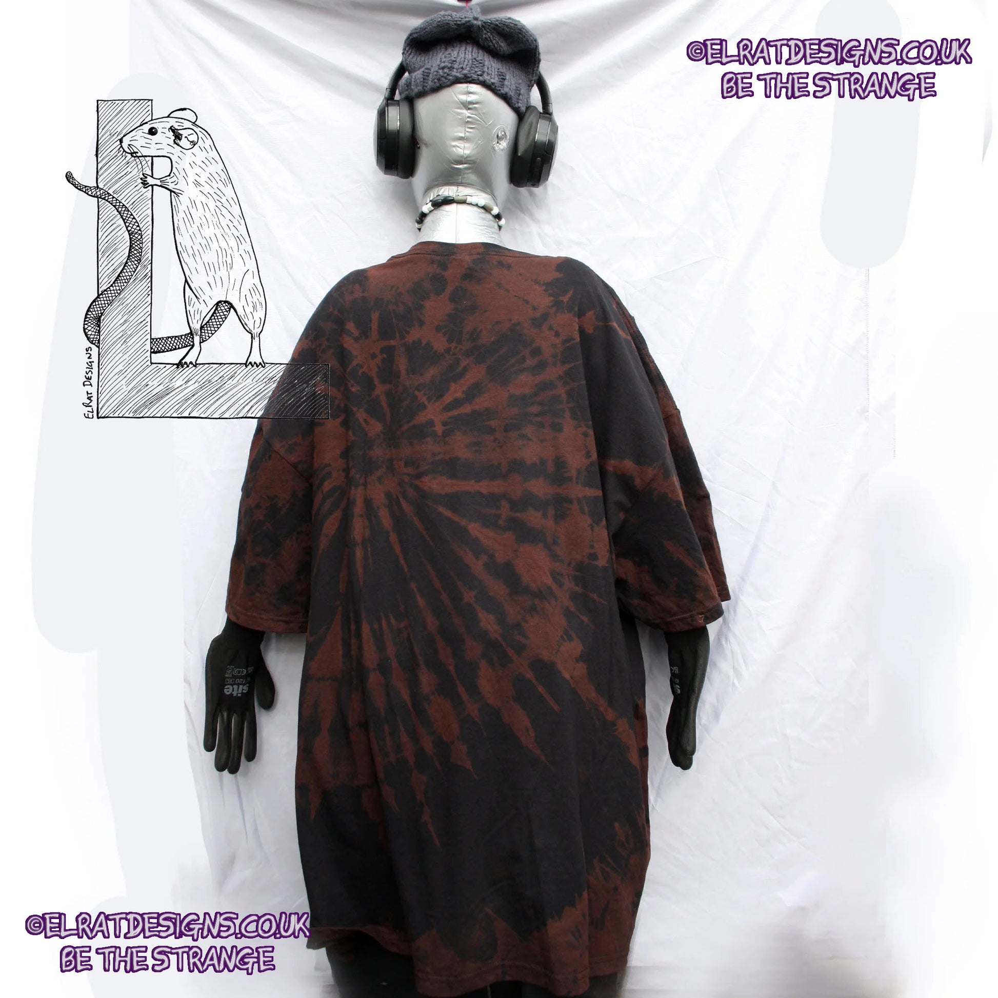 ElRat Throwing Muses 'Bywater' Flushed Edition - One-of-a-Kind Black Reverse Tie-Dye 4X Large #1 from elratdesigns.co.uk - be the strange