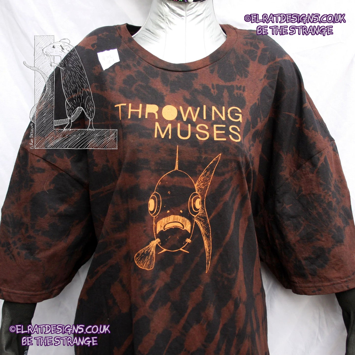 ElRat Throwing Muses 'Bywater' Flushed Edition - One-of-a-Kind Black Reverse Tie-Dye 4X Large #1 from elratdesigns.co.uk - be the strange