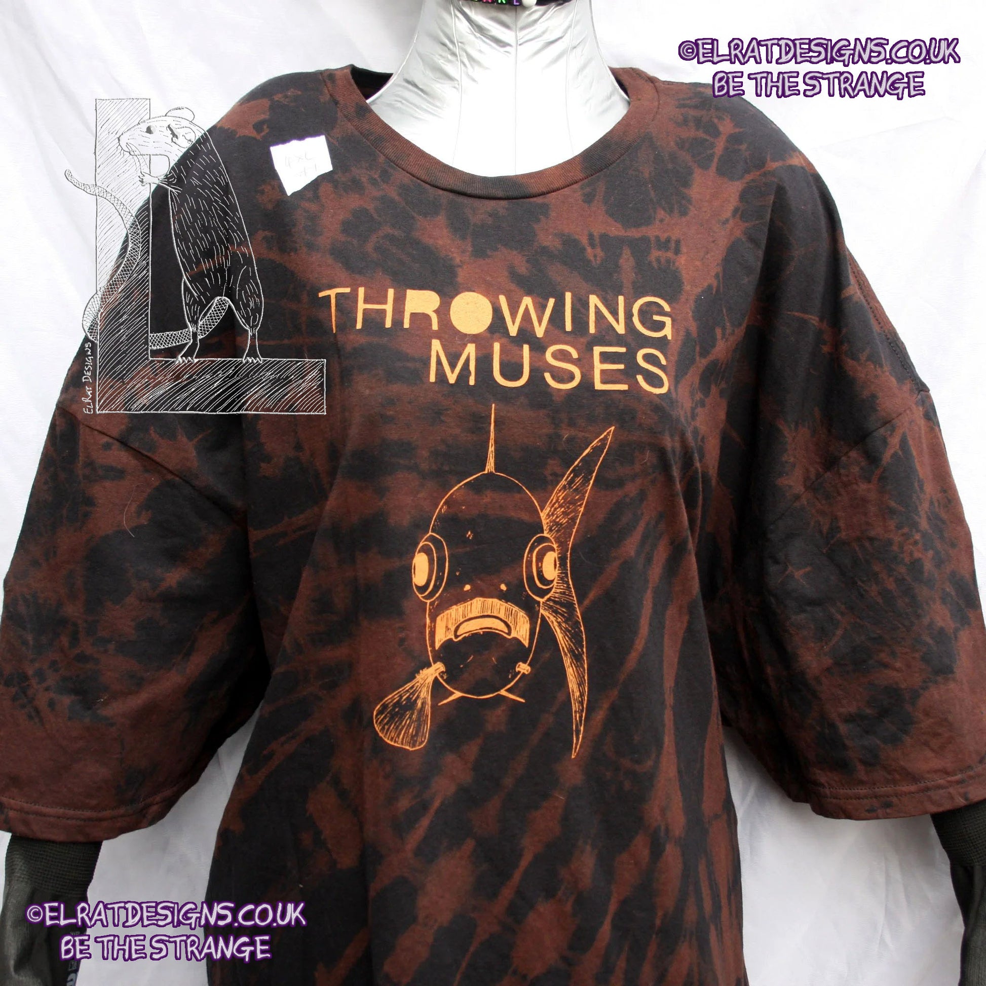 ElRat Throwing Muses 'Bywater' Flushed Edition - One-of-a-Kind Black Reverse Tie-Dye 4X Large #1 from elratdesigns.co.uk - be the strange