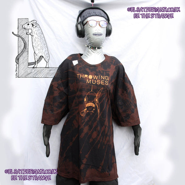 ElRat Throwing Muses 'Bywater' Flushed Edition - One-of-a-Kind Black Reverse Tie-Dye 4X Large #1 from elratdesigns.co.uk - be the strange