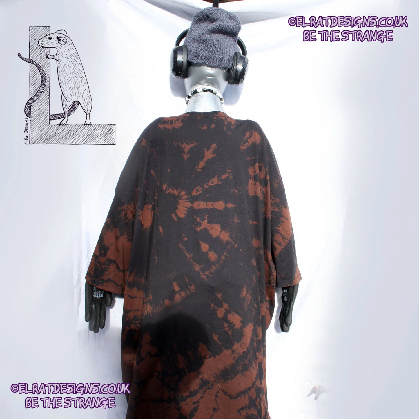 ElRat Throwing Muses 'Bywater' Flushed Edition - One-of-a-Kind Black Reverse Tie-Dye 6XL #1 from elratdesigns.co.uk - be the strange