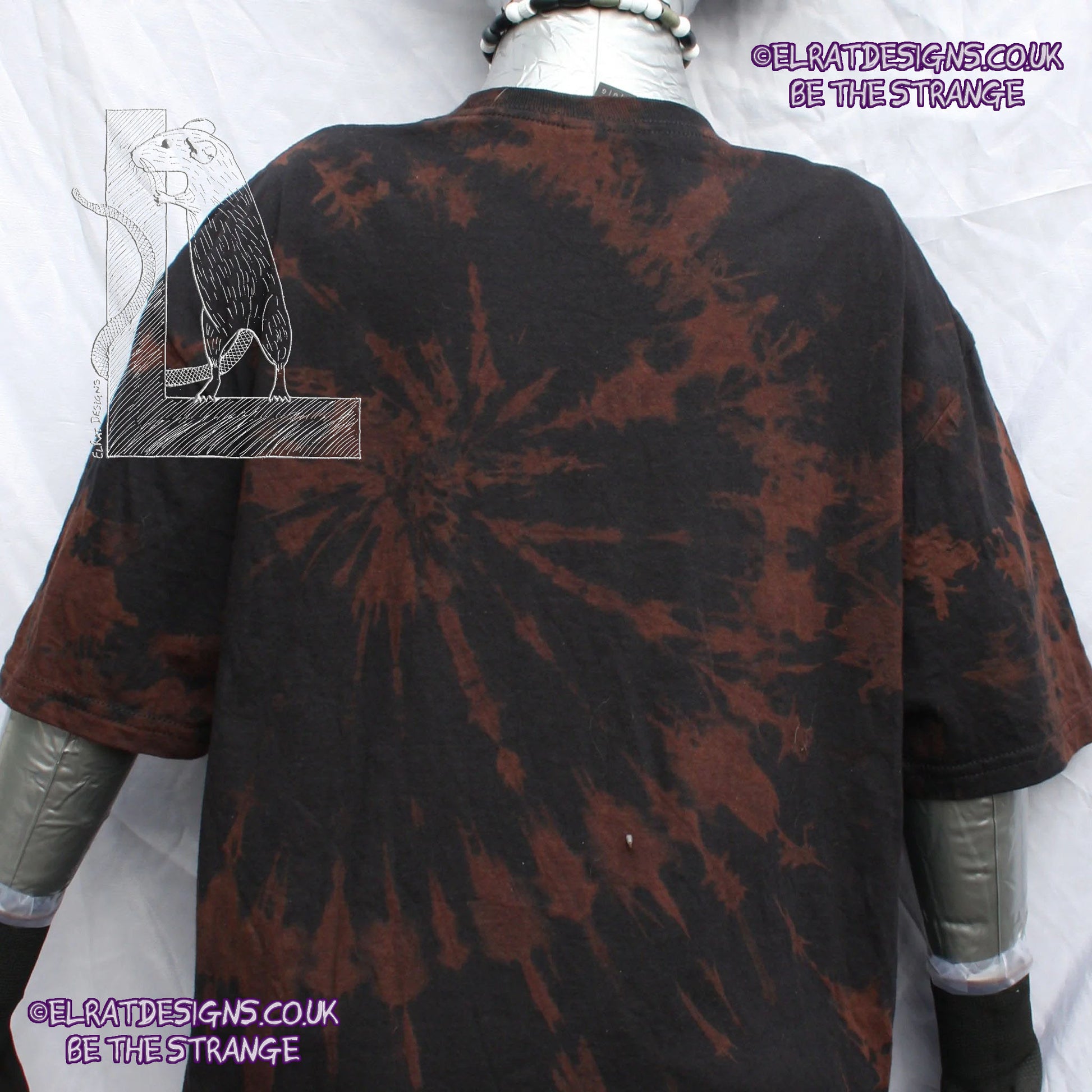 ElRat Throwing Muses 'Bywater' Flushed Edition - One-of-a-Kind Black Reverse Tie-Dye Large #1 from elratdesigns.co.uk - be the strange