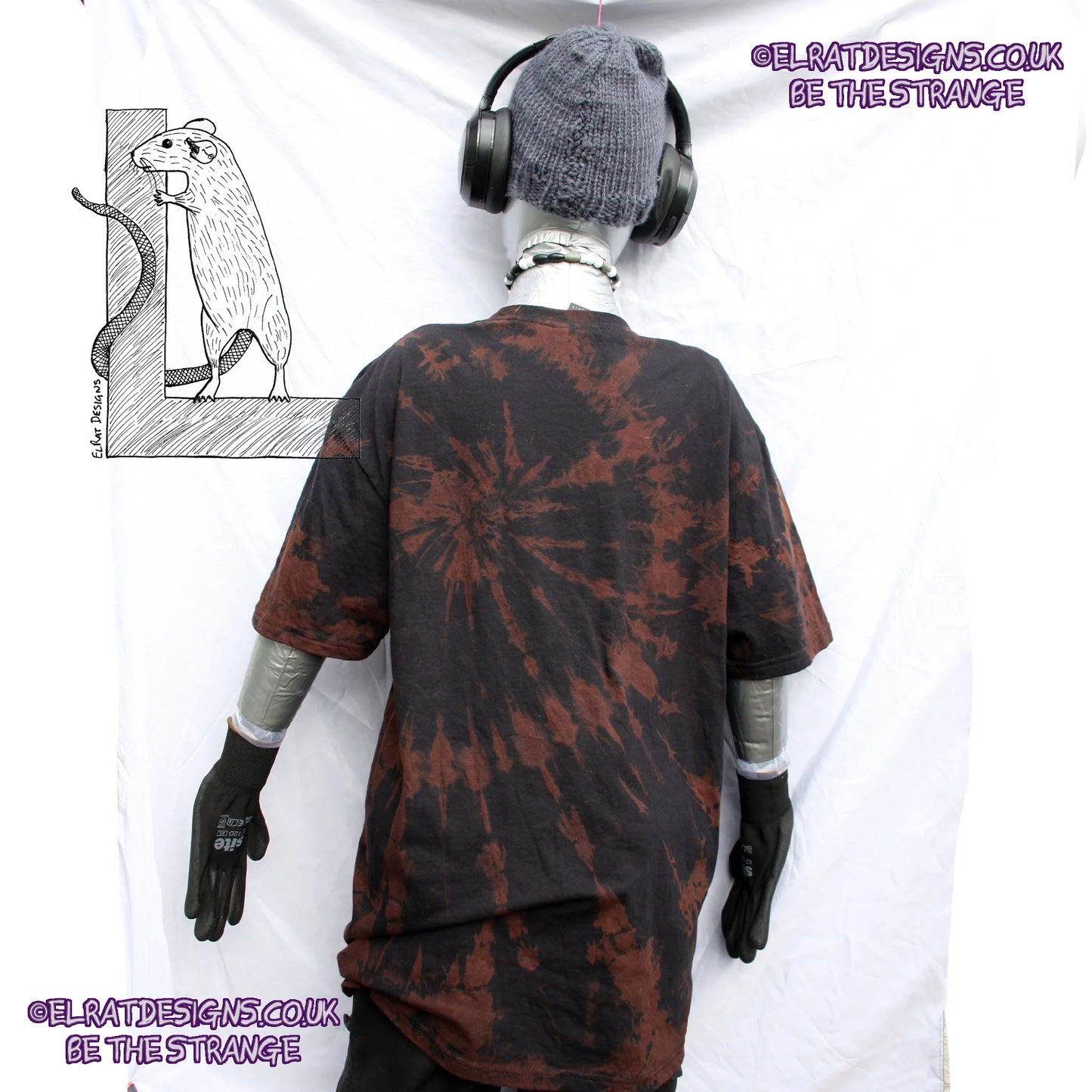 ElRat Throwing Muses 'Bywater' Flushed Edition - One-of-a-Kind Black Reverse Tie-Dye Large #1 from elratdesigns.co.uk - be the strange