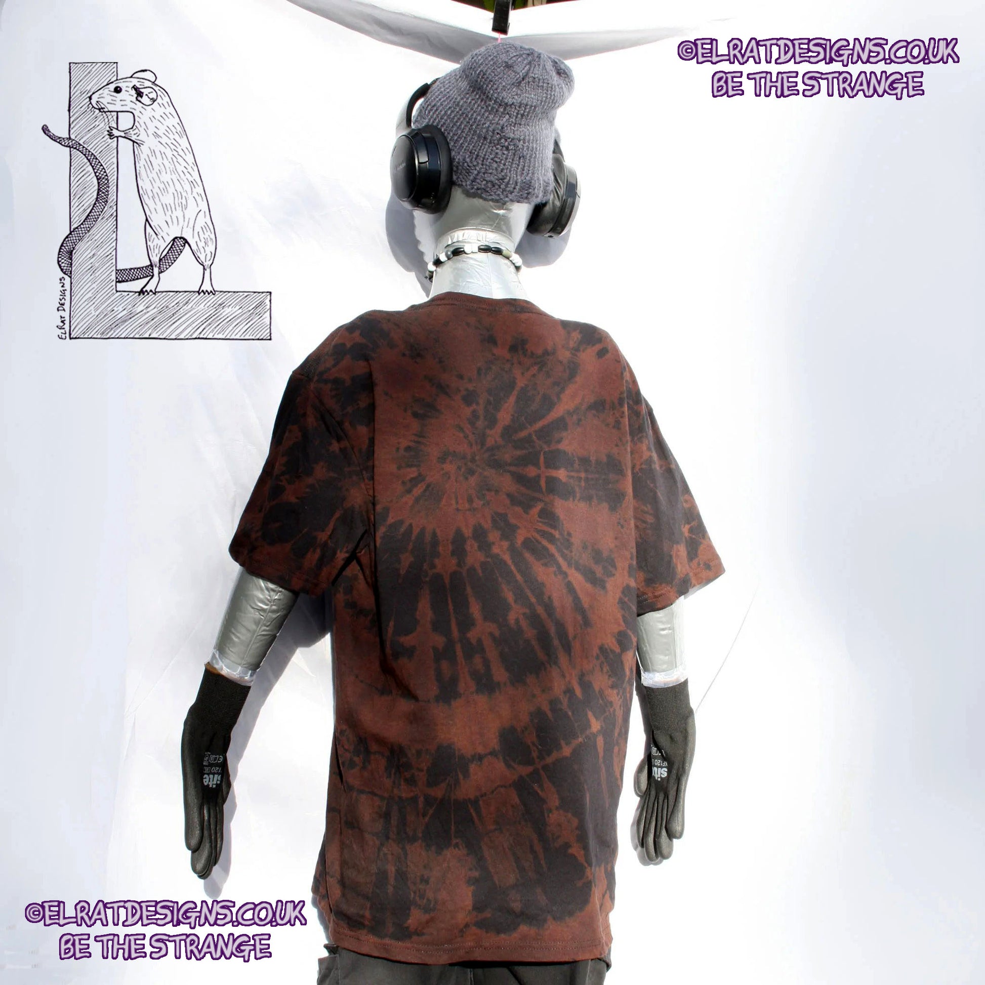 ElRat Throwing Muses 'Bywater' Flushed Edition - One-of-a-Kind Black Reverse Tie-Dye L #3 from elratdesigns.co.uk - be the strange