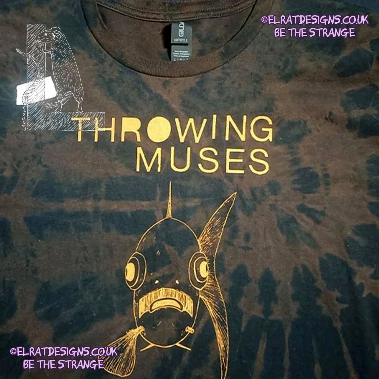 ElRat Throwing Muses 'Bywater' Flushed Edition - One-of-a-Kind Black Reverse Tie-Dye L #3 from elratdesigns.co.uk - be the strange
