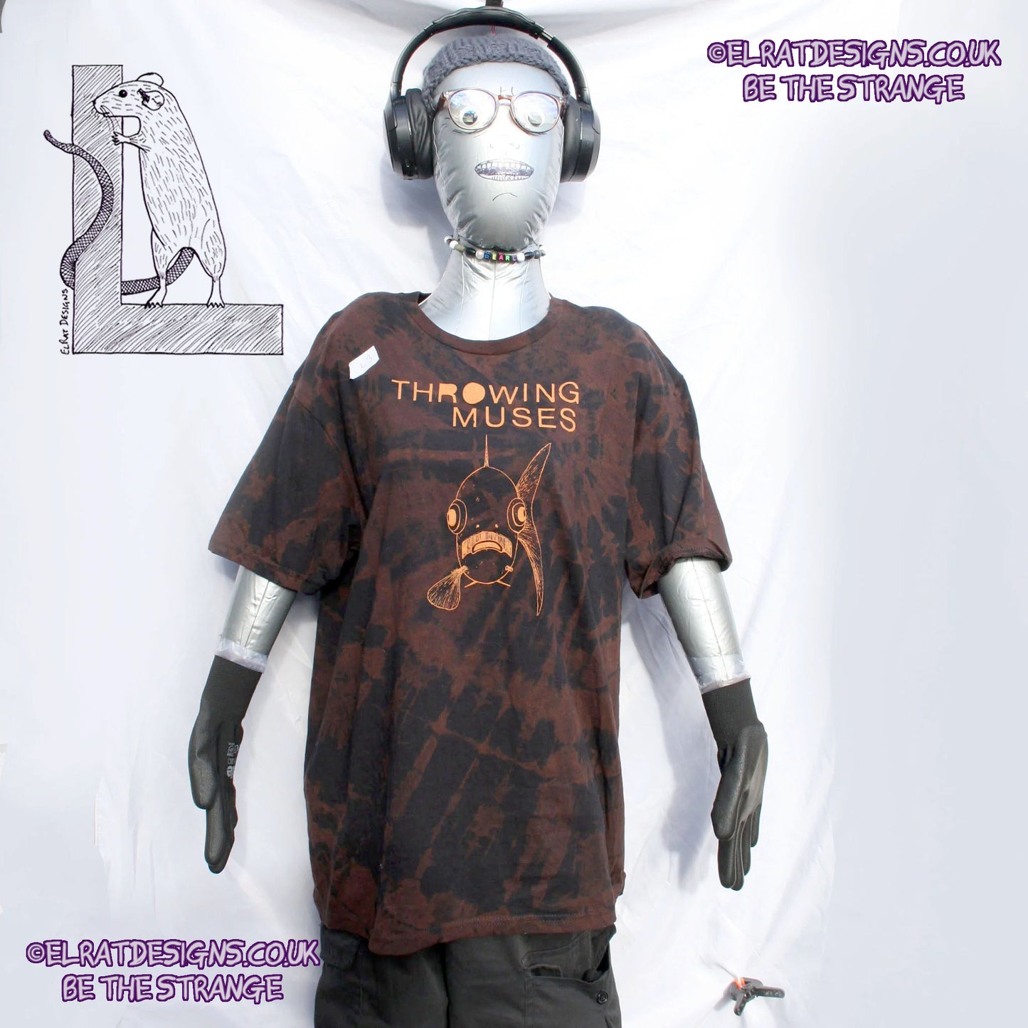 ElRat Throwing Muses 'Bywater' Flushed Edition - One-of-a-Kind Black Reverse Tie-Dye L #3 from elratdesigns.co.uk - be the strange