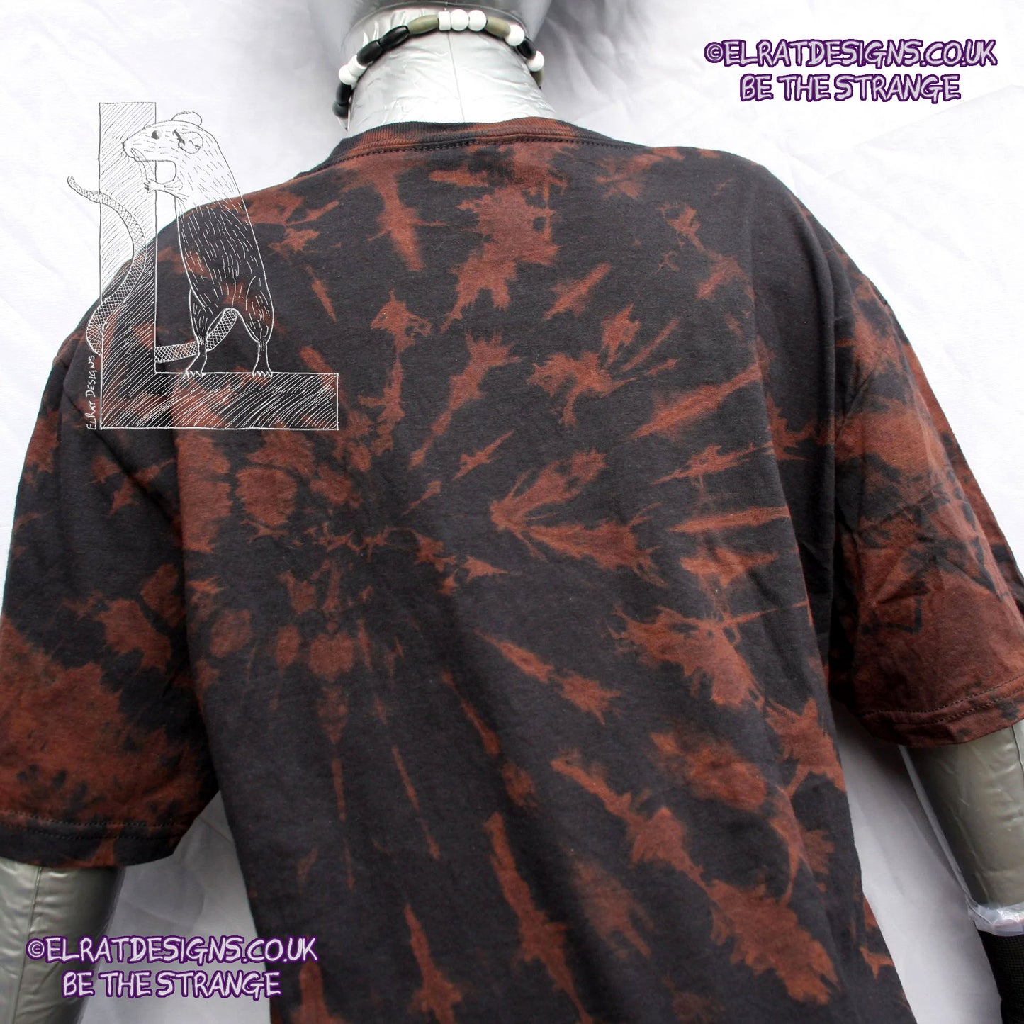 ElRat Throwing Muses 'Bywater' Flushed Edition - One-of-a-Kind Black Reverse Tie-Dye Medium #1 from elratdesigns.co.uk - be the strange