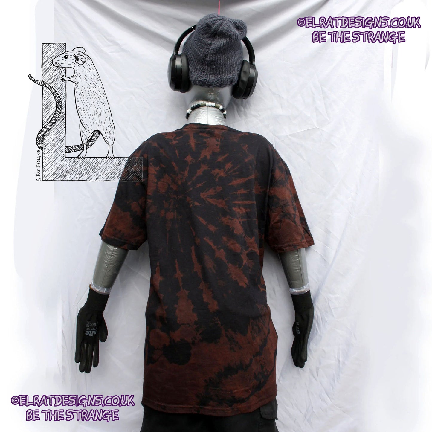 ElRat Throwing Muses 'Bywater' Flushed Edition - One-of-a-Kind Black Reverse Tie-Dye Medium #1 from elratdesigns.co.uk - be the strange