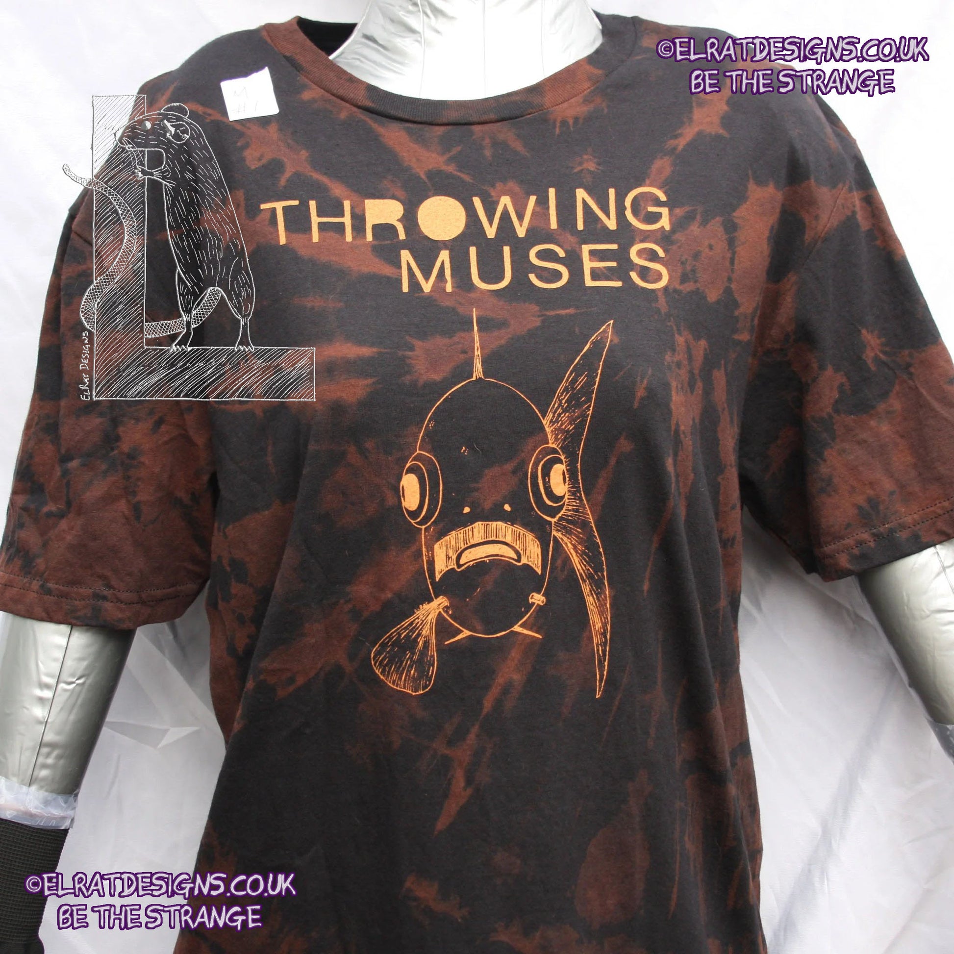 ElRat Throwing Muses 'Bywater' Flushed Edition - One-of-a-Kind Black Reverse Tie-Dye Medium #1 from elratdesigns.co.uk - be the strange