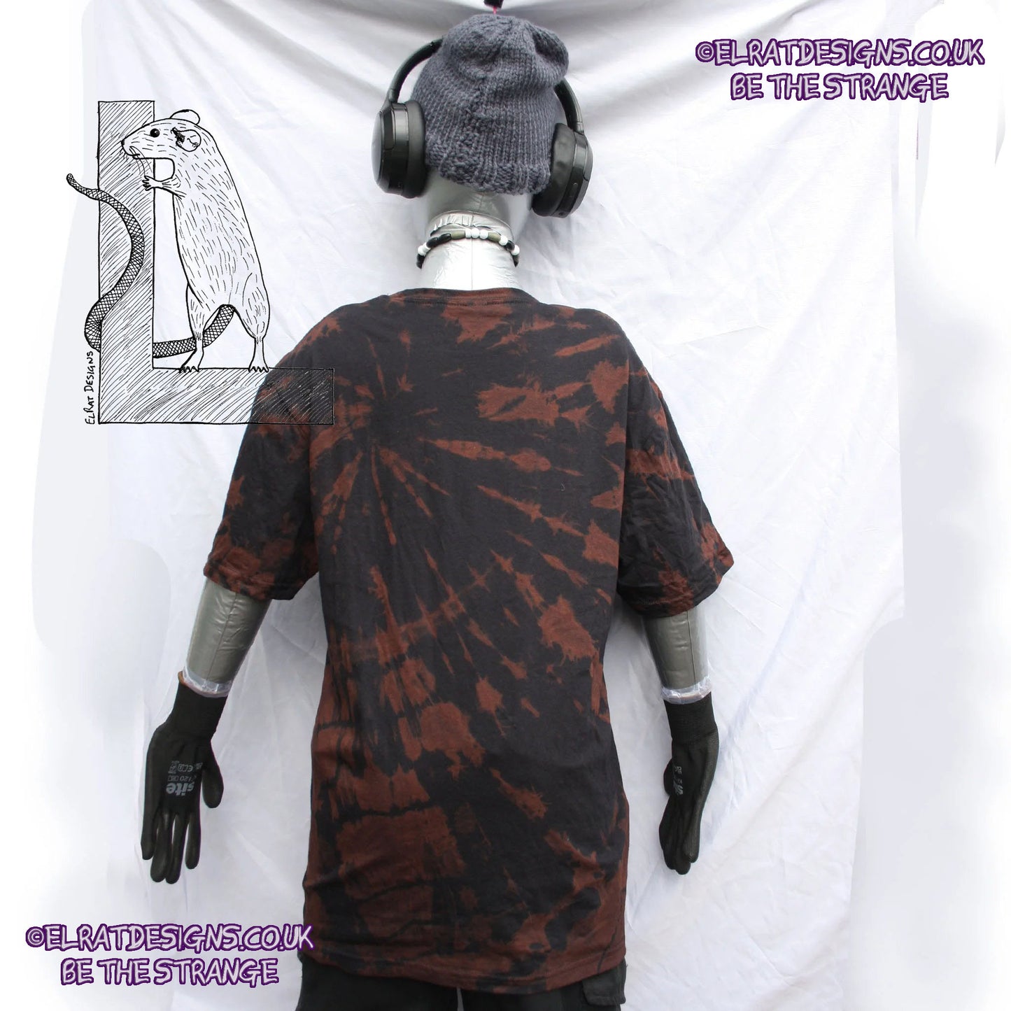 ElRat Throwing Muses 'Bywater' Flushed Edition - One-of-a-Kind Black Reverse Tie-Dye Medium #2 from elratdesigns.co.uk - be the strange