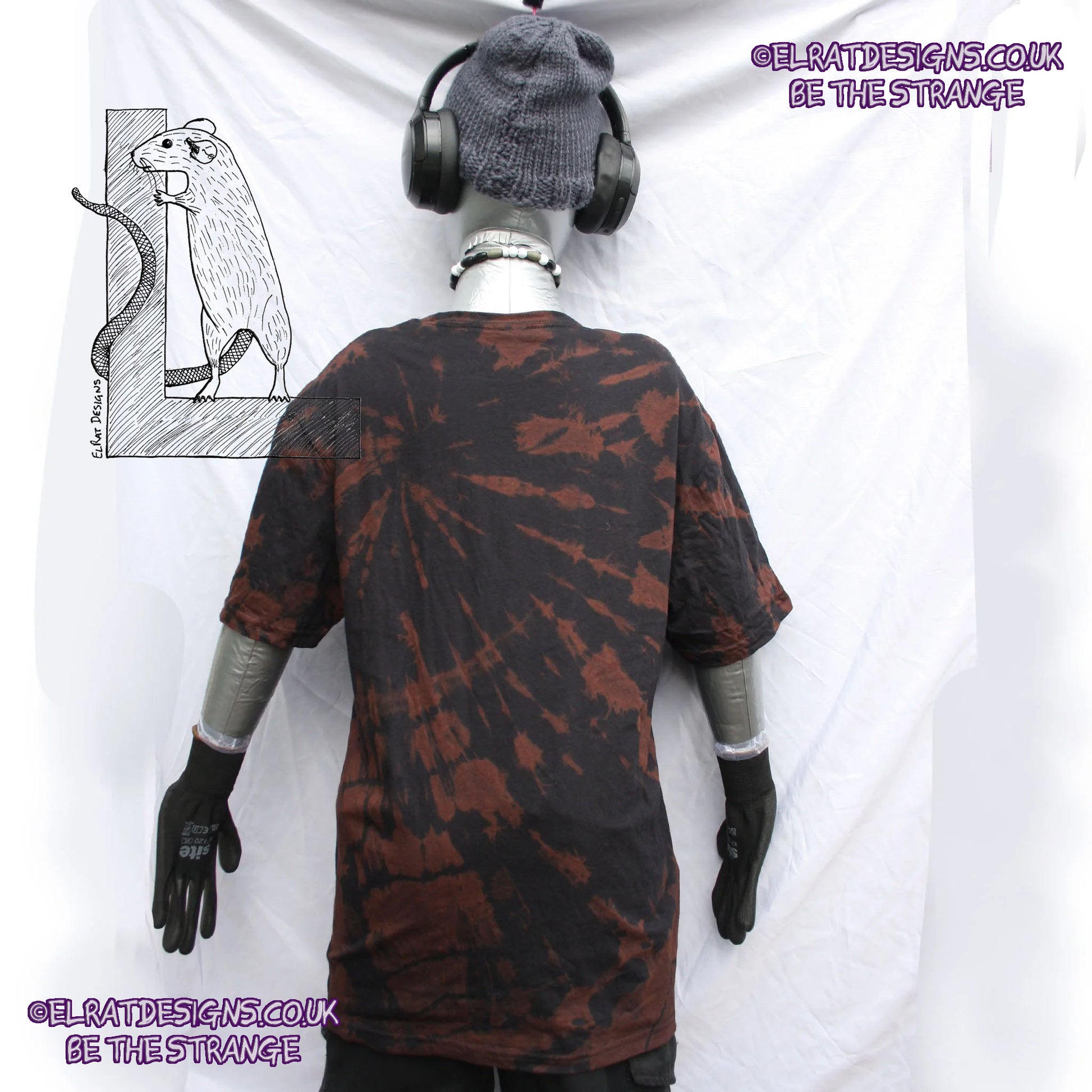 ElRat Throwing Muses 'Bywater' Flushed Edition - One-of-a-Kind Black Reverse Tie-Dye Medium #2 from elratdesigns.co.uk - be the strange