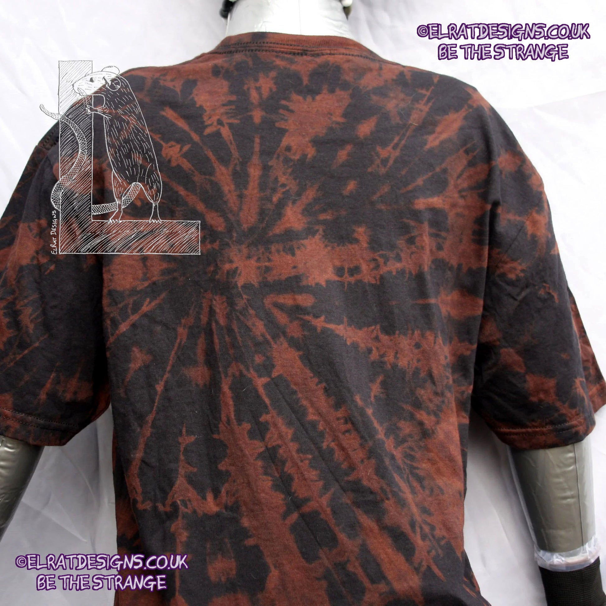 ElRat Throwing Muses 'Bywater' Flushed Edition - One-of-a-Kind Black Reverse Tie-Dye Medium #3 from elratdesigns.co.uk - be the strange