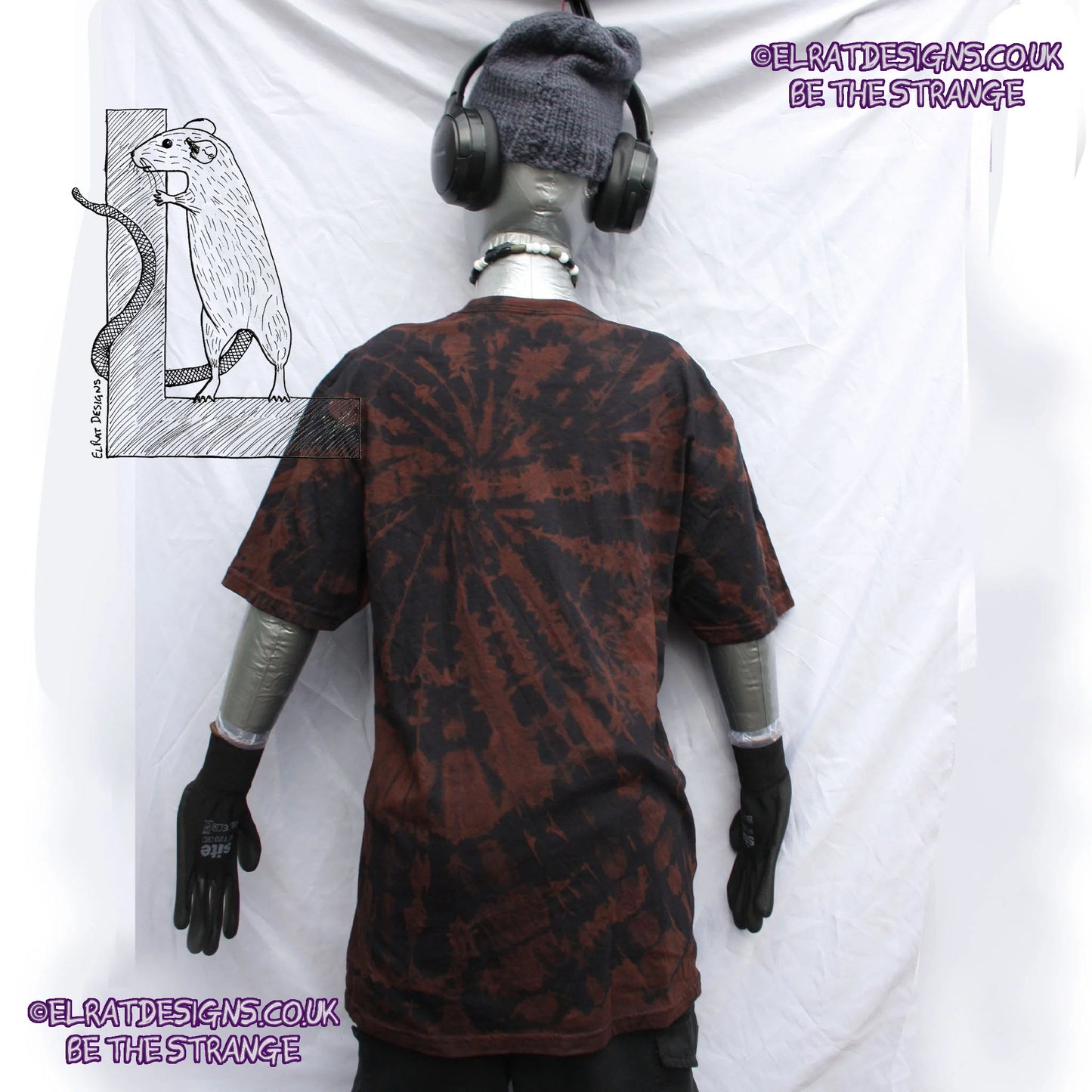 ElRat Throwing Muses 'Bywater' Flushed Edition - One-of-a-Kind Black Reverse Tie-Dye Medium #3 from elratdesigns.co.uk - be the strange