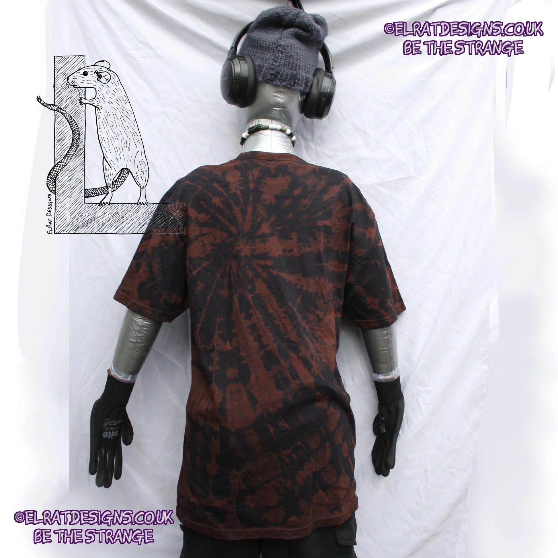 ElRat Throwing Muses 'Bywater' Flushed Edition - One-of-a-Kind Black Reverse Tie-Dye Medium #3 from elratdesigns.co.uk - be the strange