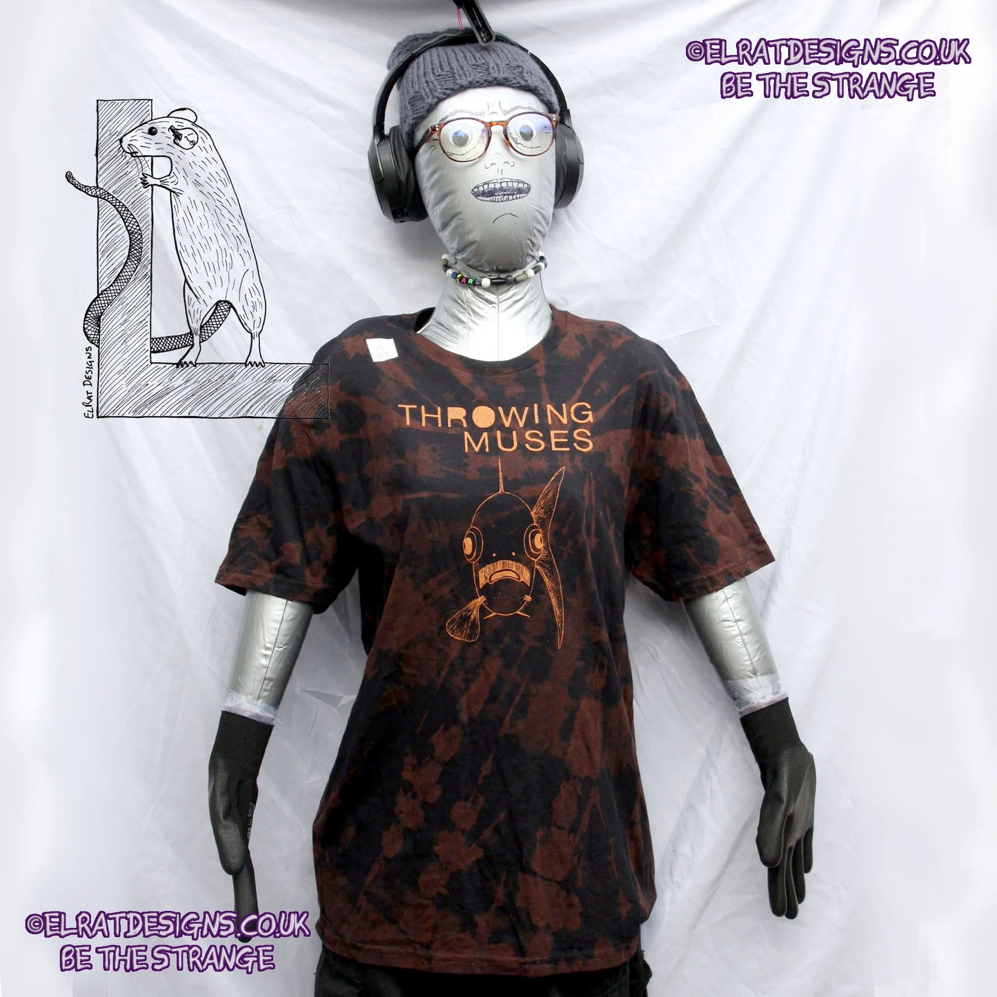 ElRat Throwing Muses 'Bywater' Flushed Edition - One-of-a-Kind Black Reverse Tie-Dye Medium #3 from elratdesigns.co.uk - be the strange