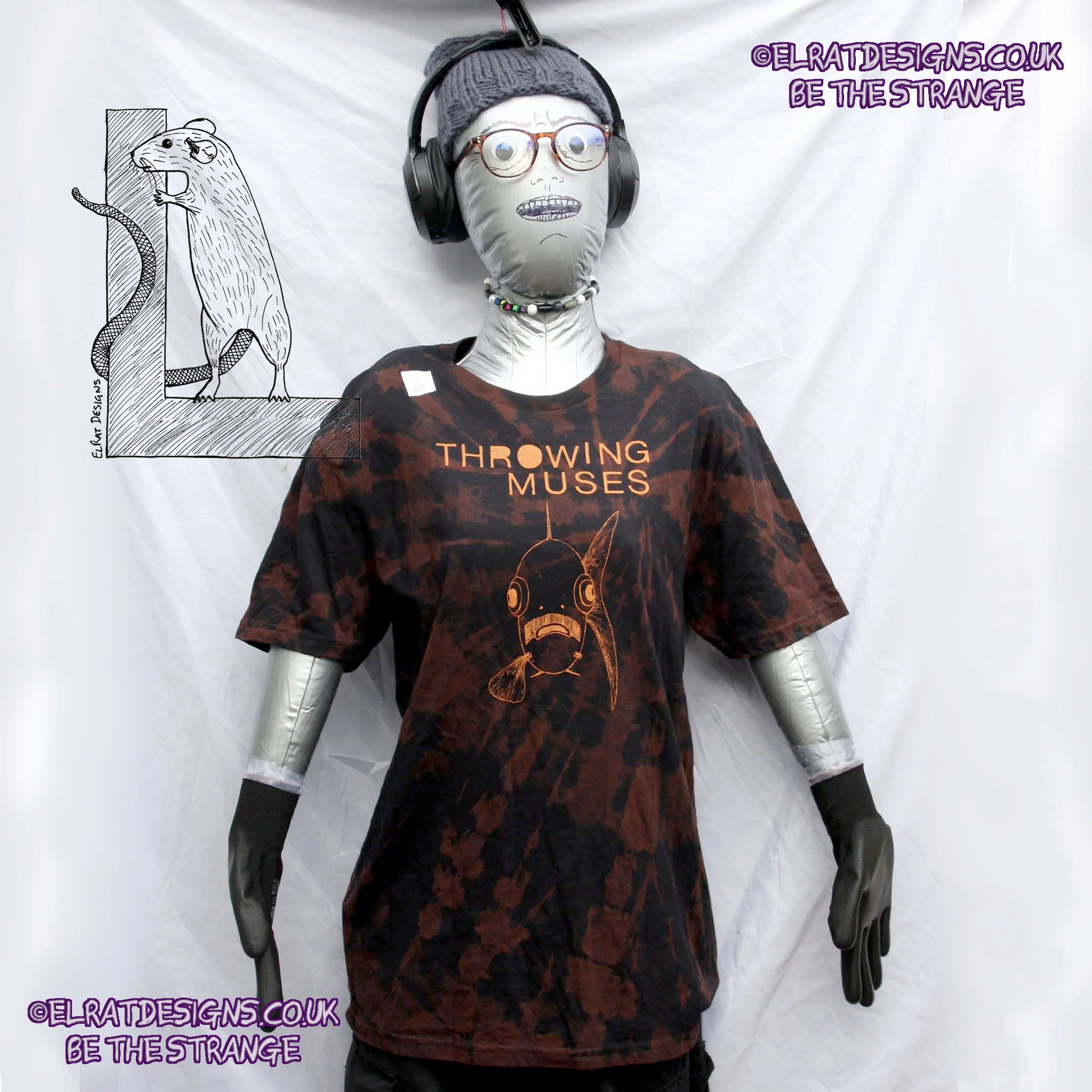 ElRat Throwing Muses 'Bywater' Flushed Edition - One-of-a-Kind Black Reverse Tie-Dye Medium #3 from elratdesigns.co.uk - be the strange