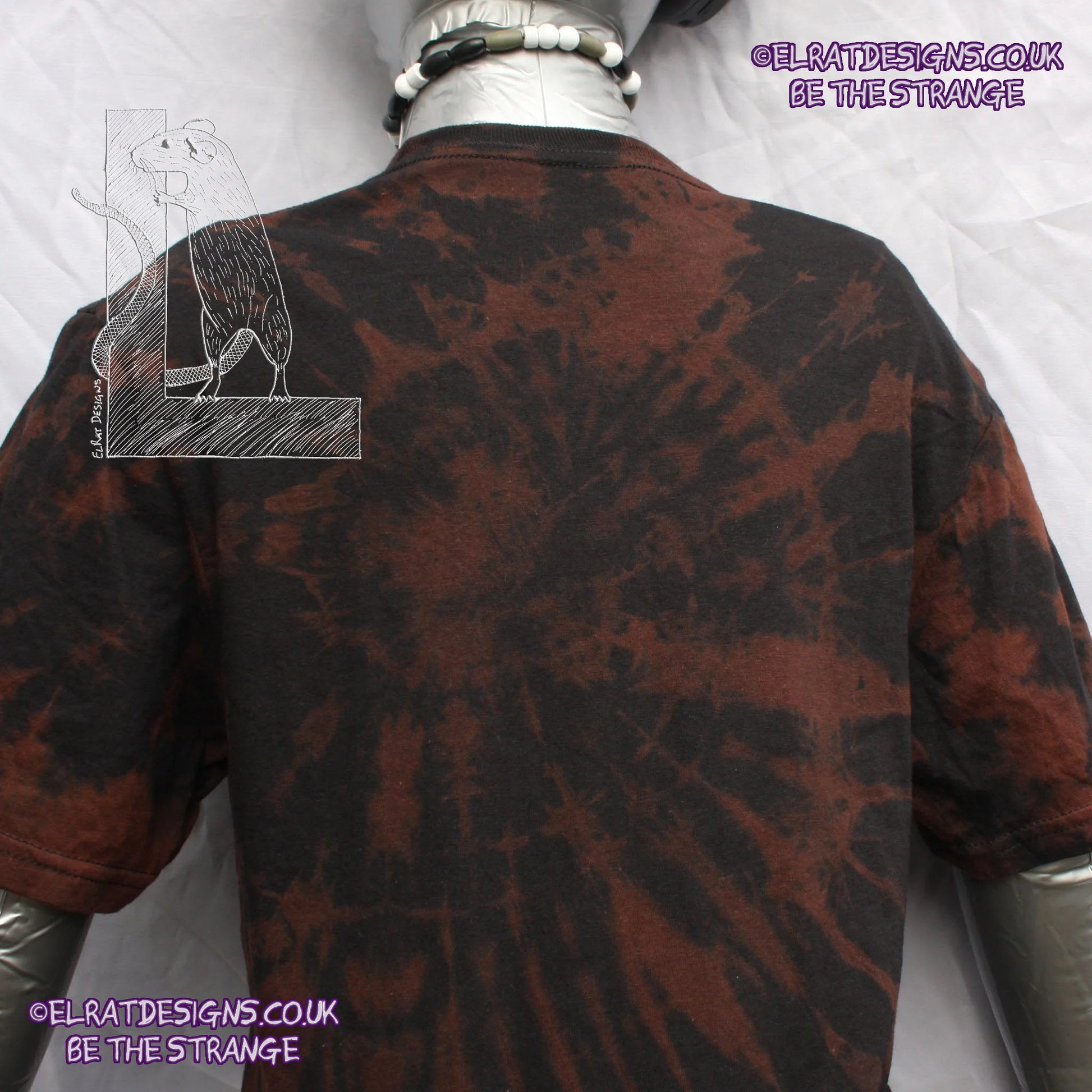 ElRat Throwing Muses 'Bywater' Flushed Edition - One-of-a-Kind Black Reverse Tie-Dye Small #2 from elratdesigns.co.uk - be the strange