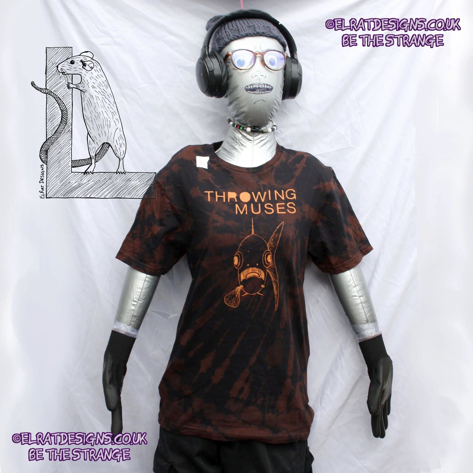 ElRat Throwing Muses 'Bywater' Flushed Edition - One-of-a-Kind Black Reverse Tie-Dye Small #2 from elratdesigns.co.uk - be the strange