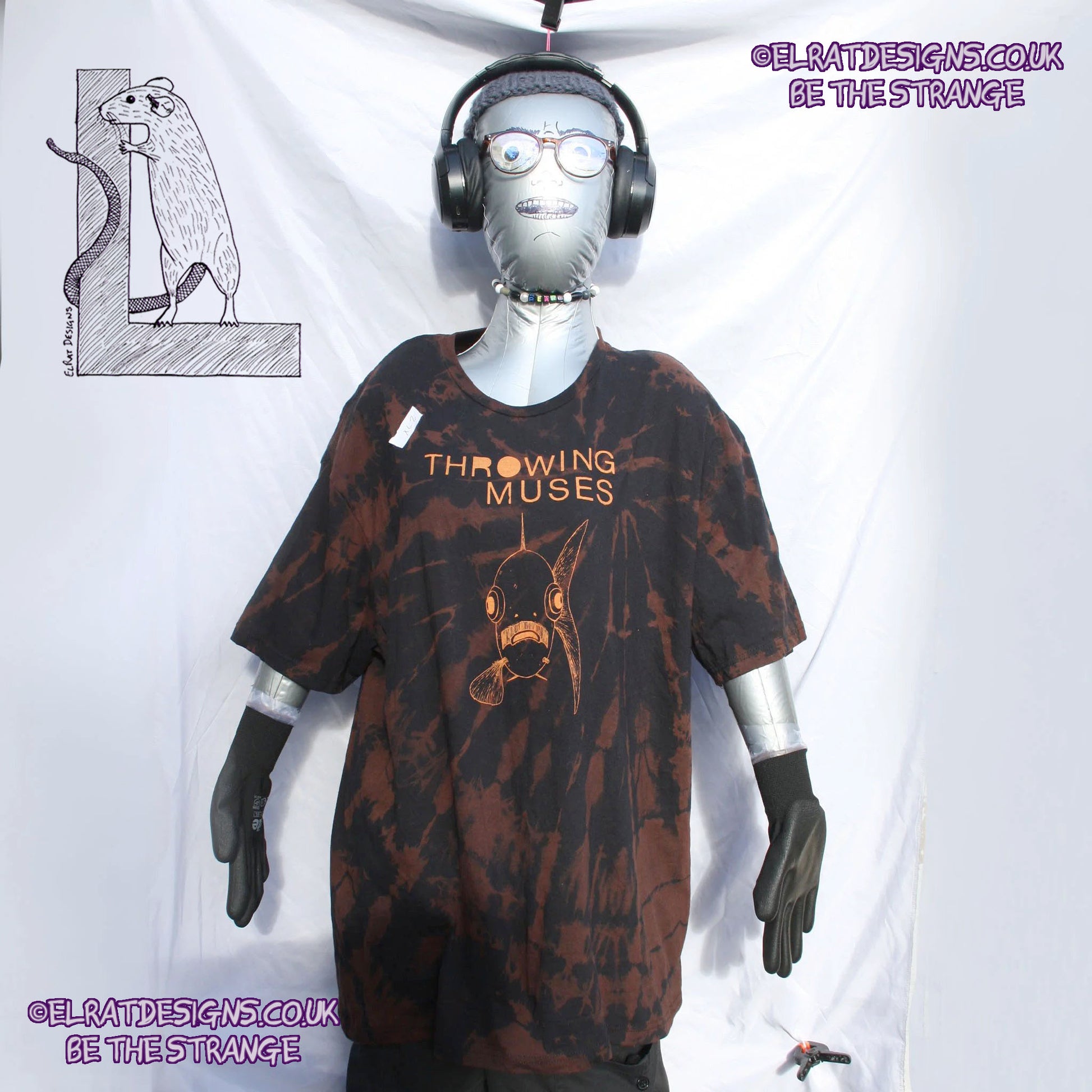 ElRat Throwing Muses 'Bywater' Flushed Edition - One-of-a-Kind Black Reverse Tie-Dye XL #2 from elratdesigns.co.uk - be the strange