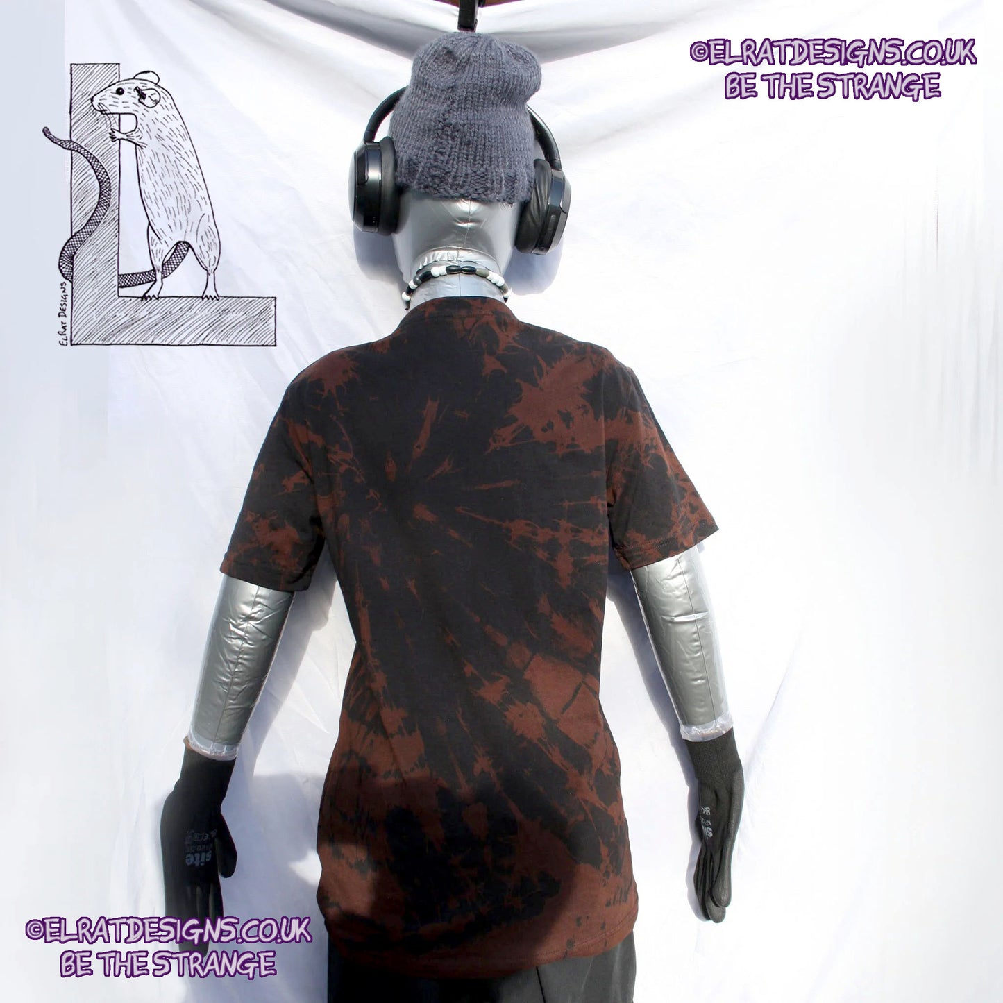 ElRat Throwing Muses 'Bywater' Flushed Edition - One-of-a-Kind Black Reverse Tie-Dye XS #1 from elratdesigns.co.uk - be the strange