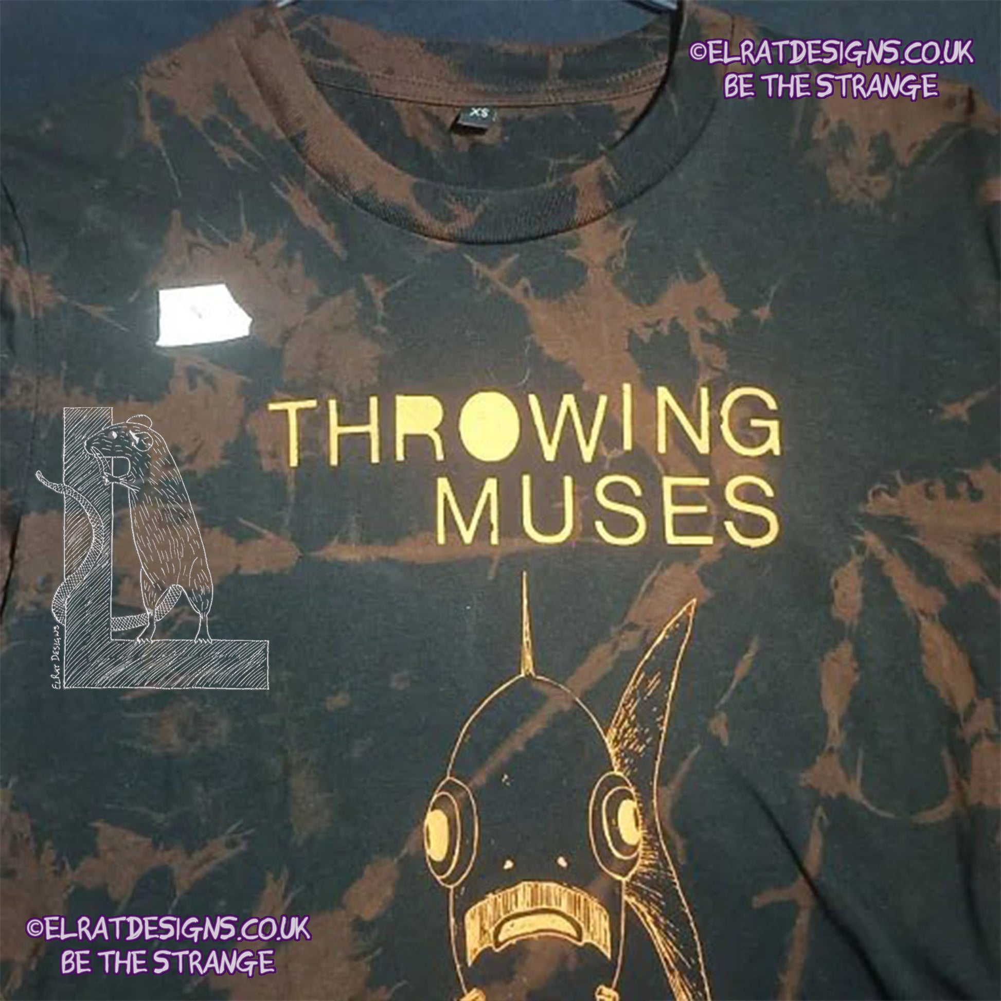 ElRat Throwing Muses 'Bywater' Flushed Edition - One-of-a-Kind Black Reverse Tie-Dye XS #1 from elratdesigns.co.uk - be the strange