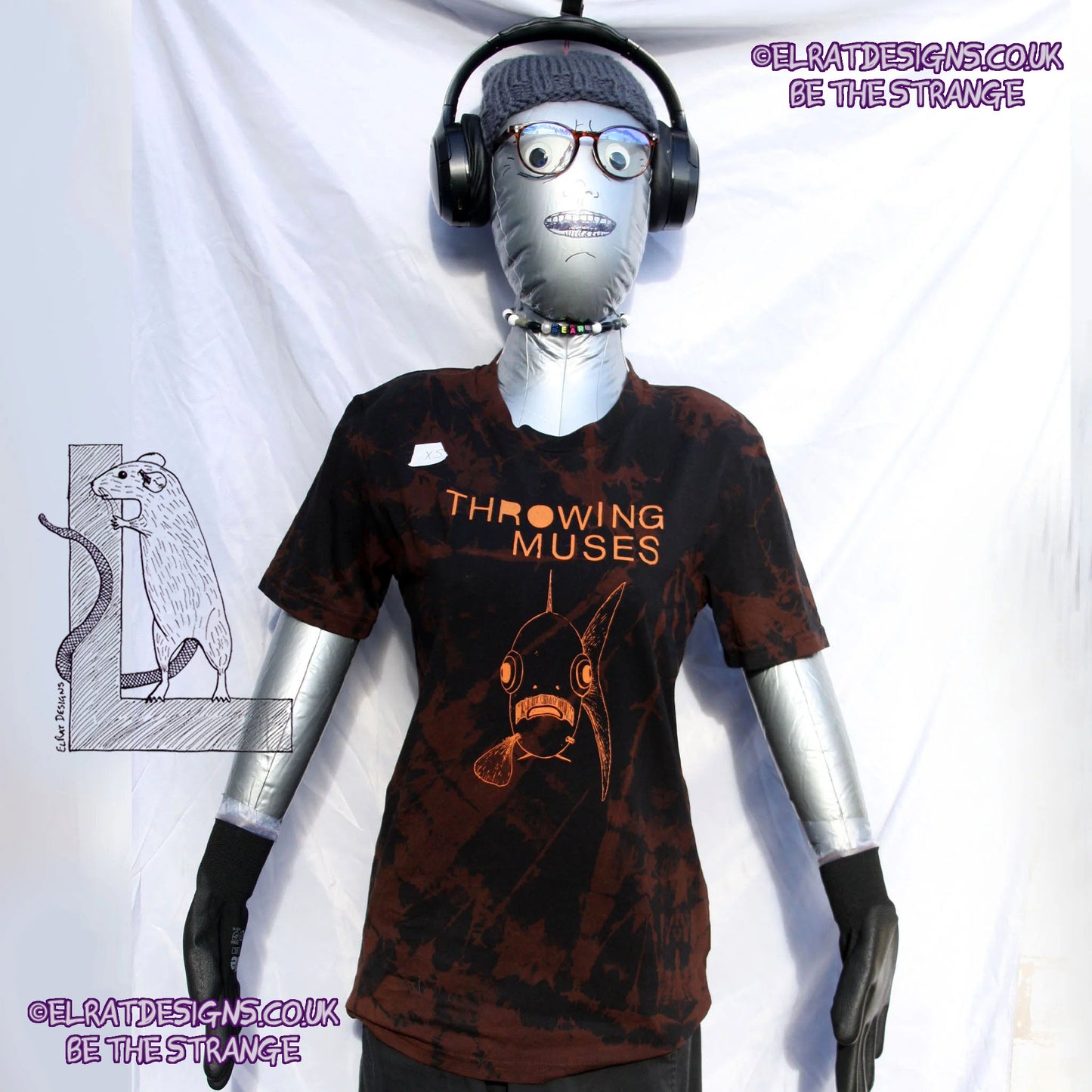 ElRat Throwing Muses 'Bywater' Flushed Edition - One-of-a-Kind Black Reverse Tie-Dye XS #1 from elratdesigns.co.uk - be the strange