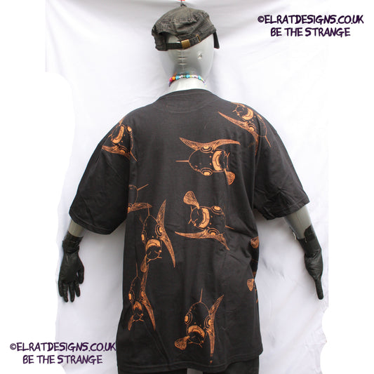 Throwing Muses Bywater Schooling Edition. One-of-a-Kind Messy print, featuring the original Moustached Amputee. imperfect and hand printed just for you, only from ElRat Designs - elratdesigns.co.uk