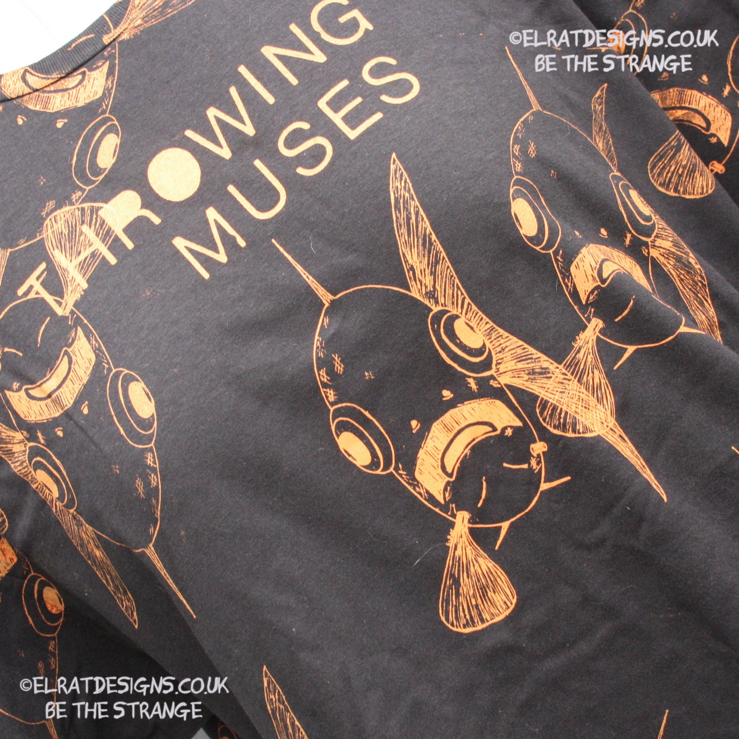 Throwing Muses Bywater Schooling Edition. One-of-a-Kind Messy print, featuring the original Moustached Amputee. imperfect and hand printed just for you, only from ElRat Designs - hero - elratdesigns.co.uk