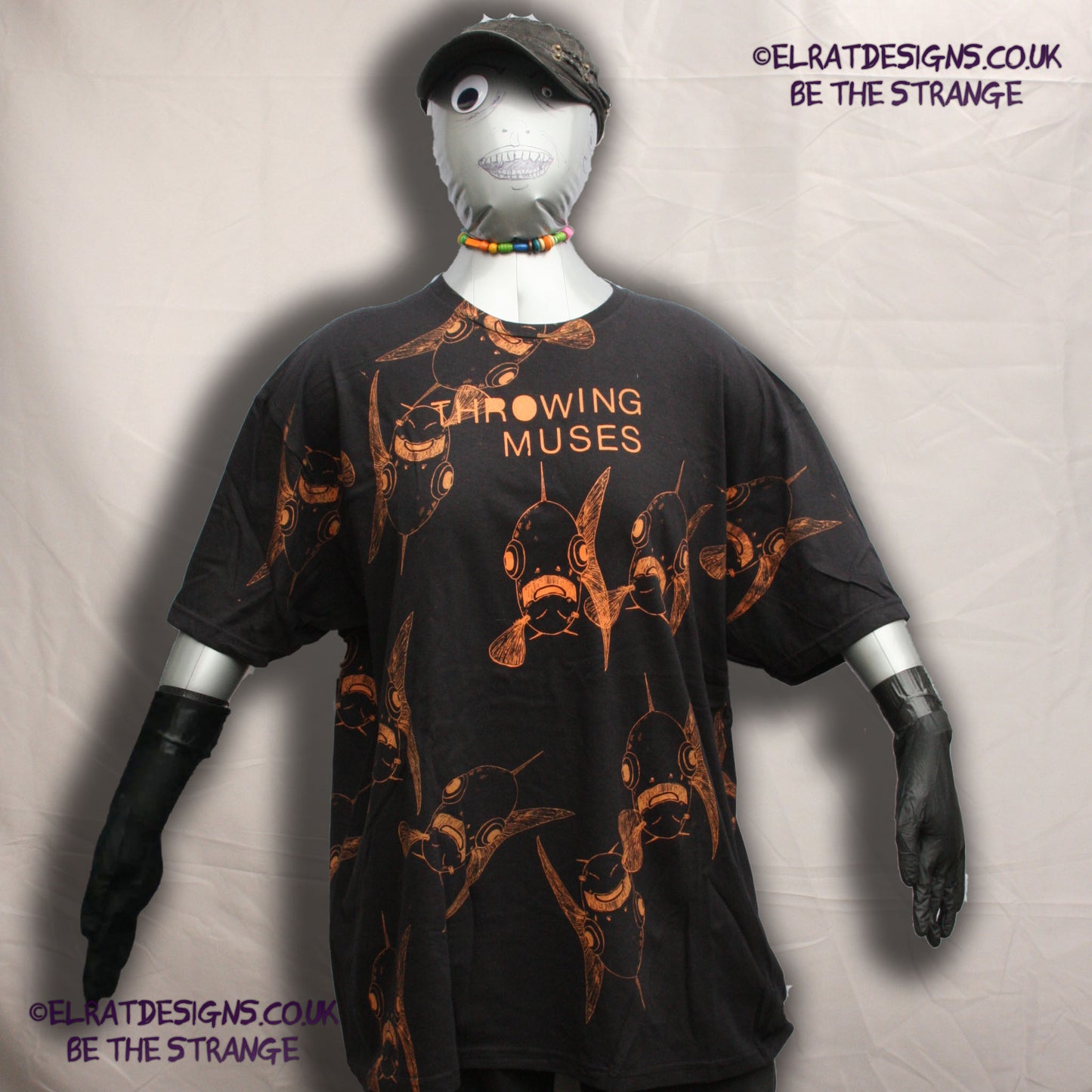 Throwing Muses Bywater Schooling Edition. One-of-a-Kind Messy print, featuring the original Moustached Amputee. imperfect and hand printed just for you, only from ElRat Designs -  hero - elratdesigns.co.uk