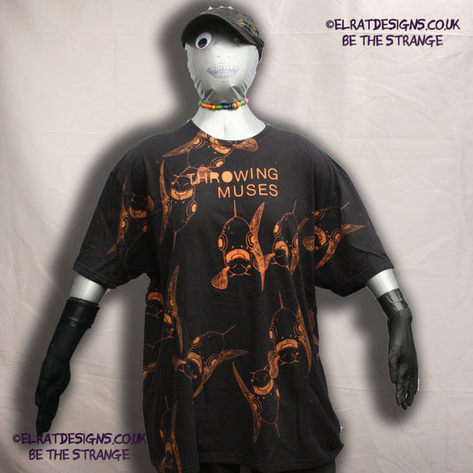 Throwing Muses Bywater Schooling Edition. One-of-a-Kind Messy print, featuring the original Moustached Amputee. imperfect and hand printed just for you, only from ElRat Designs -  hero - elratdesigns.co.uk