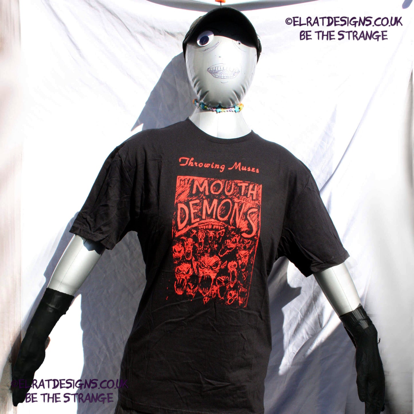 Throwing Muses, Ellen West, Mouth Demons T-Shirt, hand drawn by ElRat, hand printed by ElRat Designs - elratdesigns.co.uk
