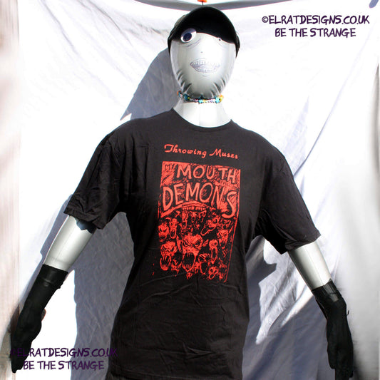 Throwing Muses, Ellen West, Mouth Demons T-Shirt, hand drawn by ElRat, hand printed by ElRat Designs - elratdesigns.co.uk