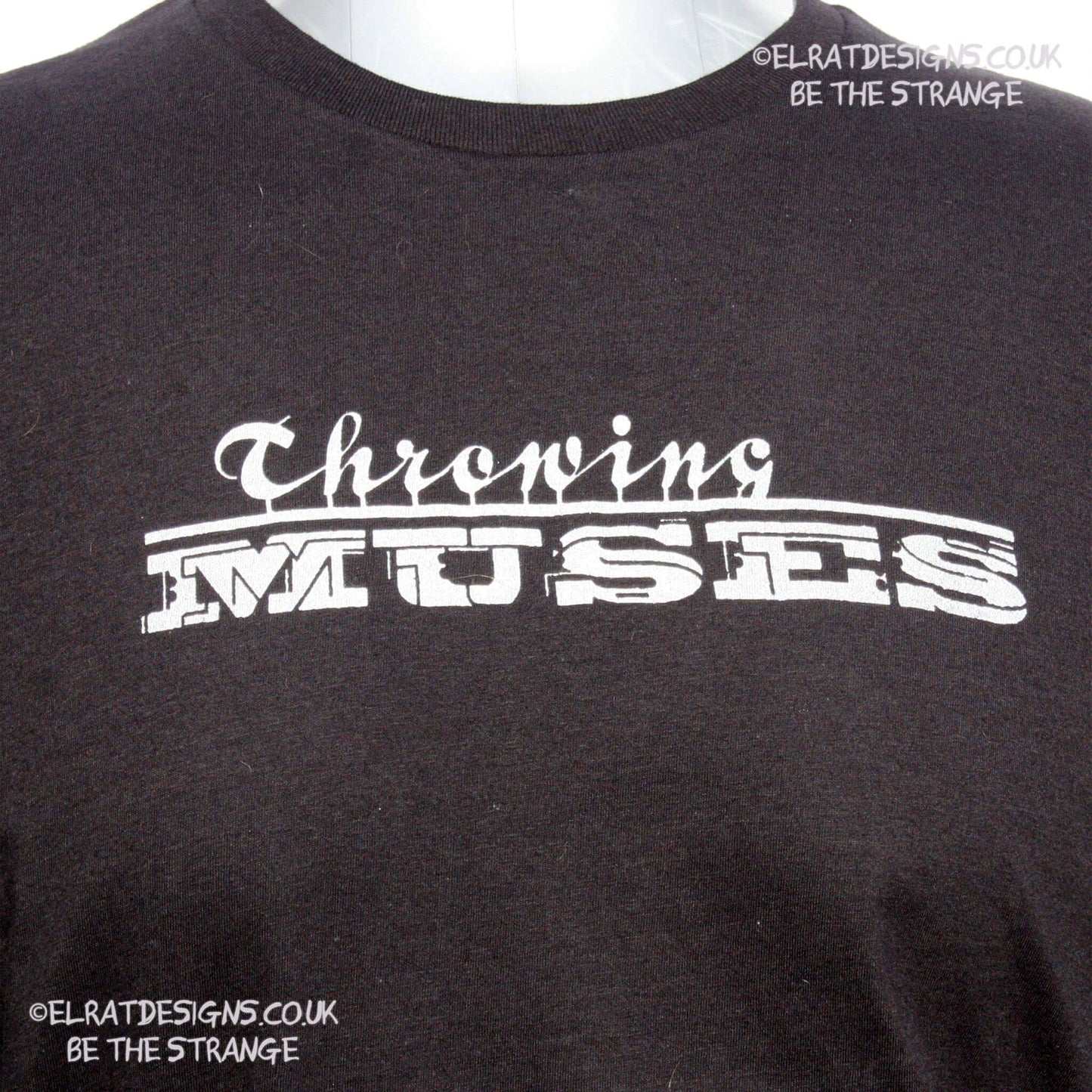 Throwing Muses, Classic logo "University" available in a range of colours, every shirt sold supports Kristin Hersh Studio Time. hand printed by ElRat Designs - hero - elratdesigns.co.uk