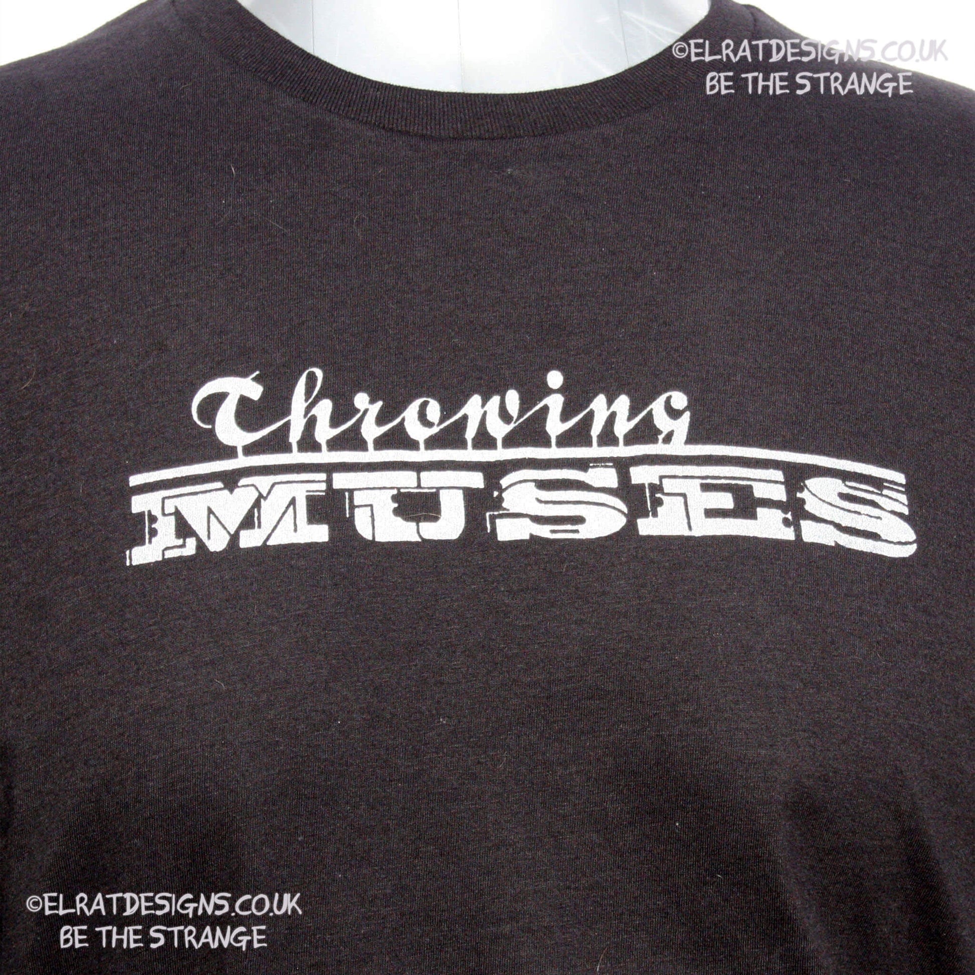 Throwing Muses, Classic logo "University" available in a range of colours, every shirt sold supports Kristin Hersh Studio Time. hand printed by ElRat Designs - hero - elratdesigns.co.uk
