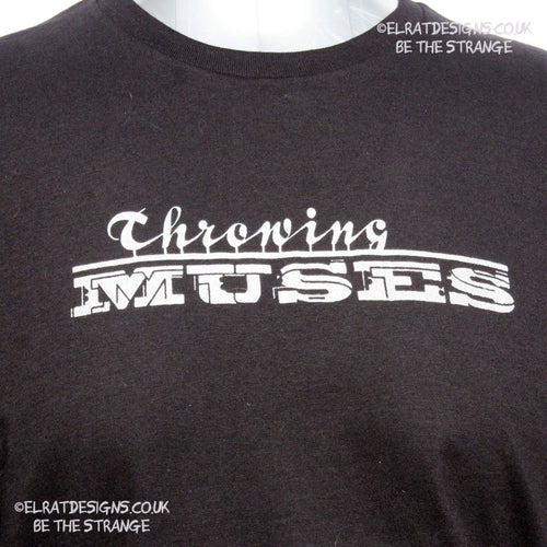 Throwing Muses, Classic logo "University" available in a range of colours, every shirt sold supports Kristin Hersh Studio Time. hand printed by ElRat Designs - elratdesigns.co.uk