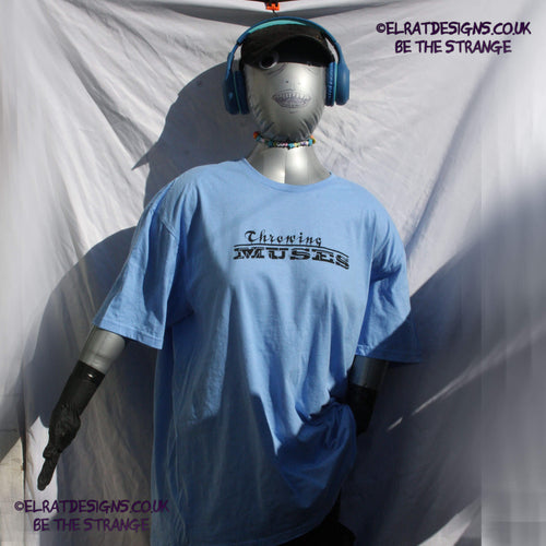 Throwing Muses, Classic logo "University" available in a range of colours, every shirt sold supports Kristin Hersh Studio Time. hand printed by ElRat Designs - elratdesigns.co.uk