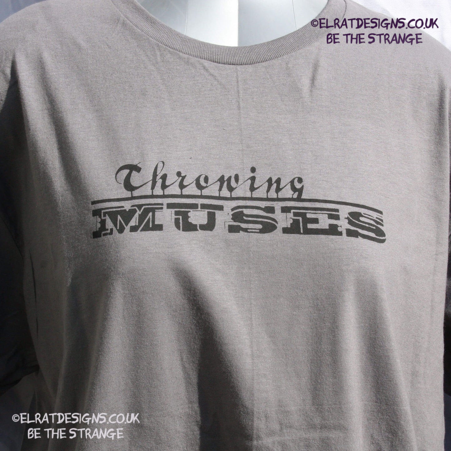 Throwing Muses, Classic logo "University" available in a range of colours, every shirt sold supports Kristin Hersh Studio Time. hand printed by ElRat Designs - elratdesigns.co.uk
