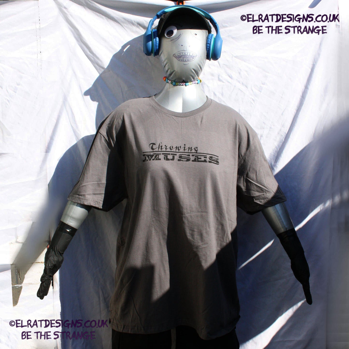 Throwing Muses, Classic logo "University" available in a range of colours, every shirt sold supports Kristin Hersh Studio Time. hand printed by ElRat Designs - elratdesigns.co.uk