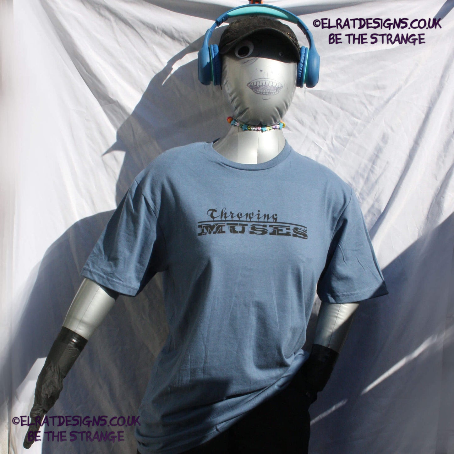 Throwing Muses, Classic logo "University" available in a range of colours, every shirt sold supports Kristin Hersh Studio Time. hand printed by ElRat Designs - elratdesigns.co.uk