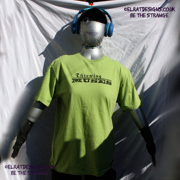 Throwing Muses, Classic logo "University" available in a range of colours, every shirt sold supports Kristin Hersh Studio Time. hand printed by ElRat Designs - hero - elratdesigns.co.uk