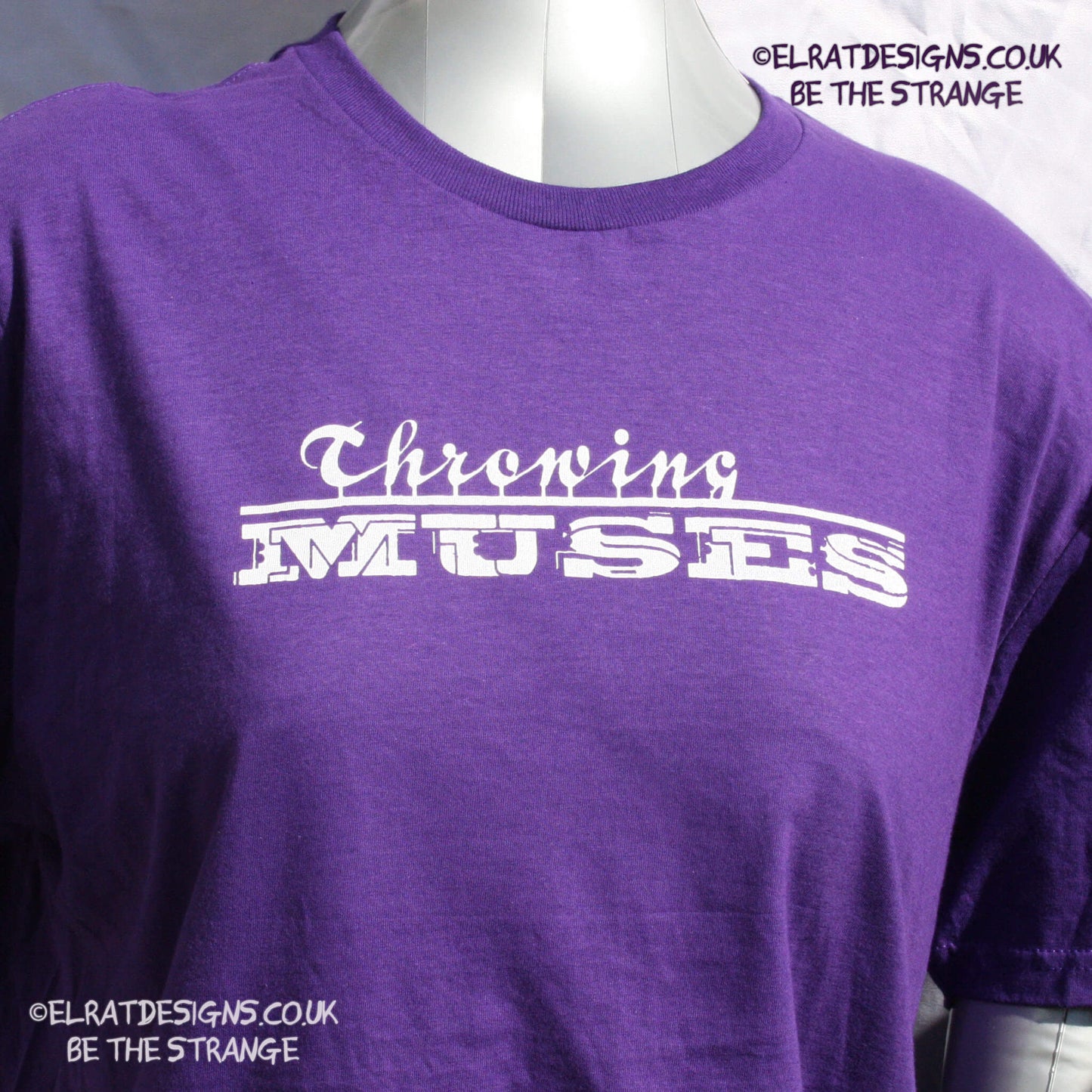 Throwing Muses, Classic logo "University" available in a range of colours, every shirt sold supports Kristin Hersh Studio Time. hand printed by ElRat Designs - hero - elratdesigns.co.uk