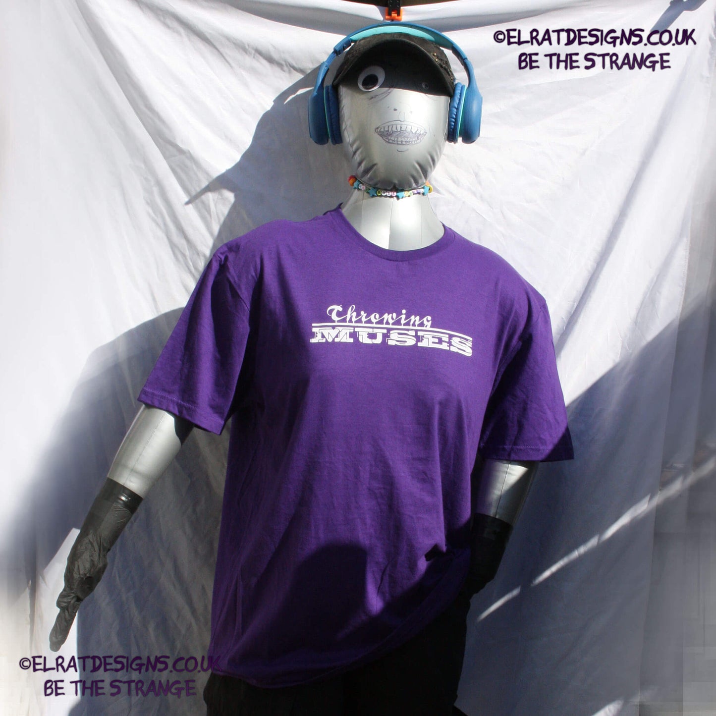 Throwing Muses, Classic logo "University" available in a range of colours, every shirt sold supports Kristin Hersh Studio Time. hand printed by ElRat Designs - hero - elratdesigns.co.uk