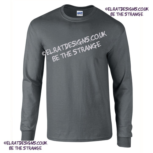 GD014 Blank Gildan Ultra Cotton charcoal long sleeve T-shirt, made from 100% cotton, offering a durable and comfortable fit for custom prints. elratdesigns.co.uk 
(gd014_charcoal_ft)