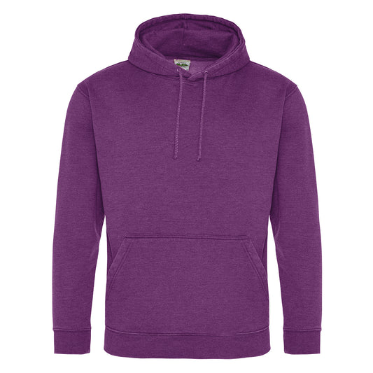 Front view of AWDis JH090 Washed hoodie, purple, printed with the design of your choice. From ElRat Designs