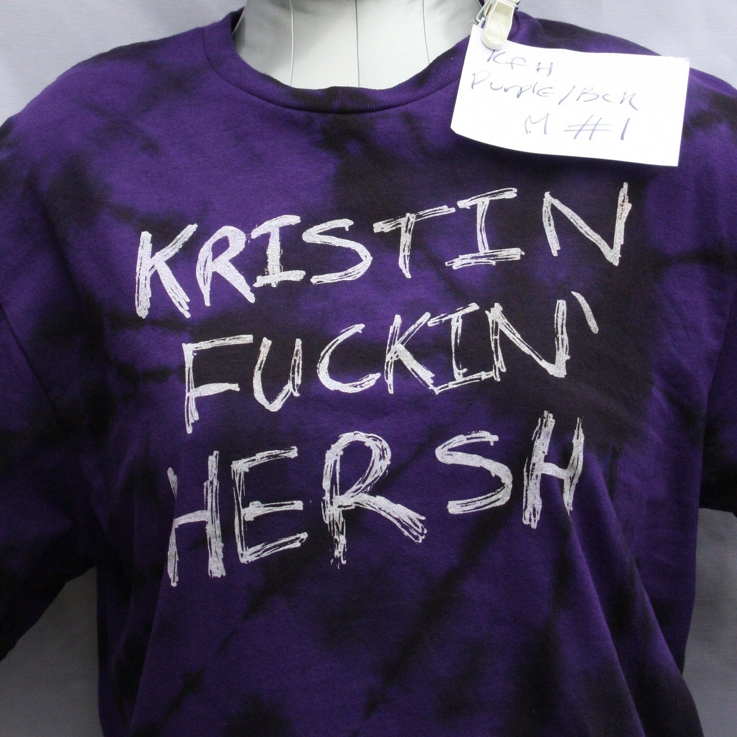 Kristin Hersh "KFH" Graffiti Style Tee - Purple/Black Tie-Dye Medium #1 Misprint | ElRat Designs