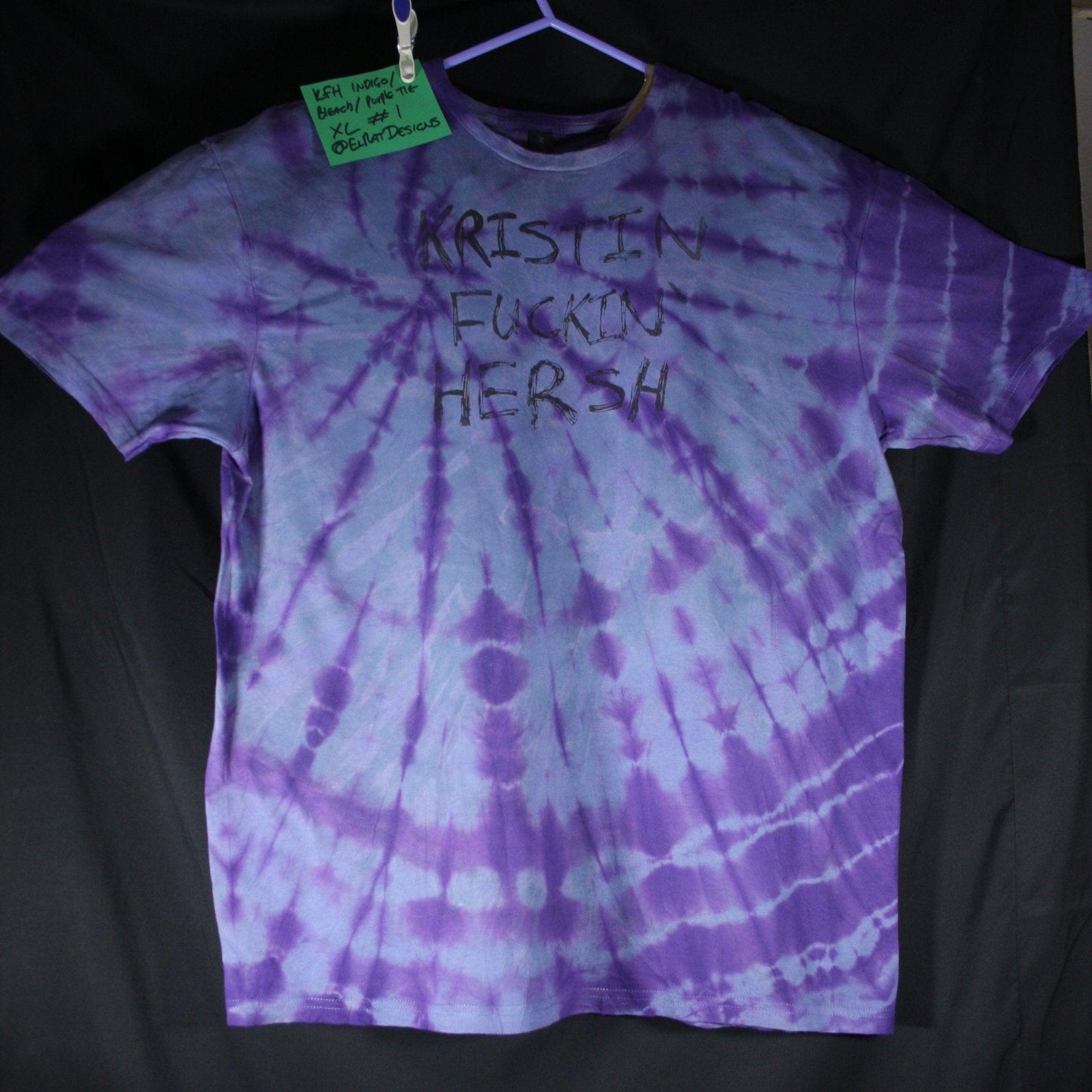 KFH "Kristin F****n' Hersh" - Graffiti tee - ONE OFF Indigo/Purple Tie-Dye XLarge (#1) ***MISPRINT*** - ElRatDesigns