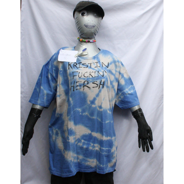 KFH "Kristin F****n' Hersh" - Graffiti tee - ONE OFF White/Blue Tie - Dye XLarge (#1) ***MISPRINT*** - ElRatDesigns - T Shirt
