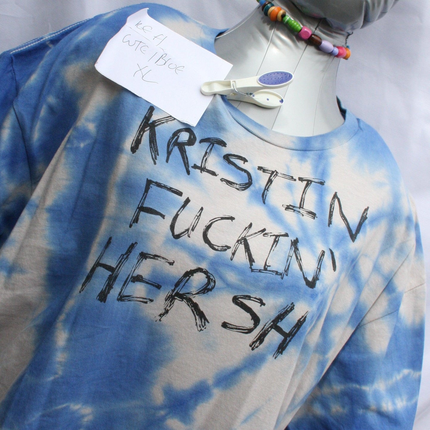 KFH "Kristin F****n' Hersh" - Graffiti tee - ONE OFF White/Blue Tie - Dye XLarge (#1) ***MISPRINT*** - ElRatDesigns - T Shirt