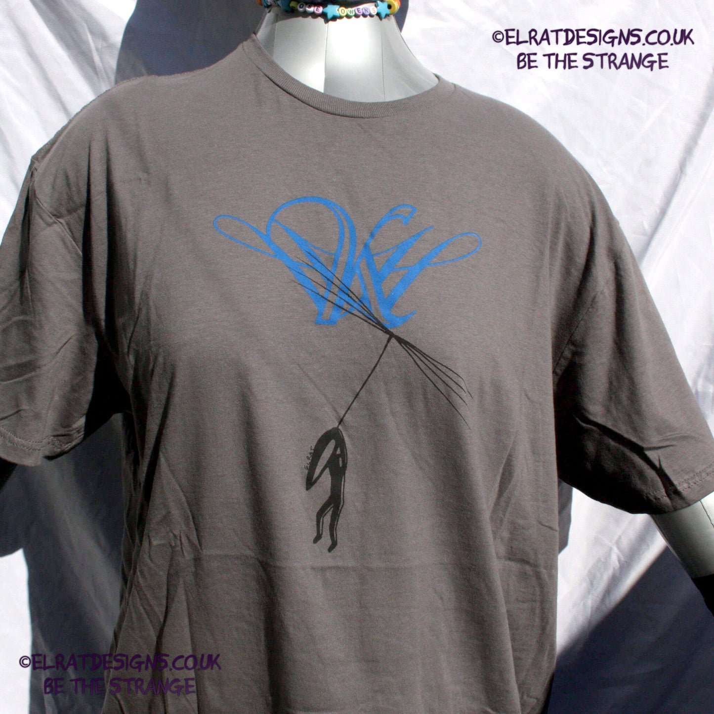 Kristin Hersh, Dandelion Hope, ElRat hand drawn Dandelion seed with human, KH Logo. 2 colour, each one slightly unique. hand pulled screen print with eco friendly water based ink. ElRat Designs - hero - only from elratdesigns.co.uk